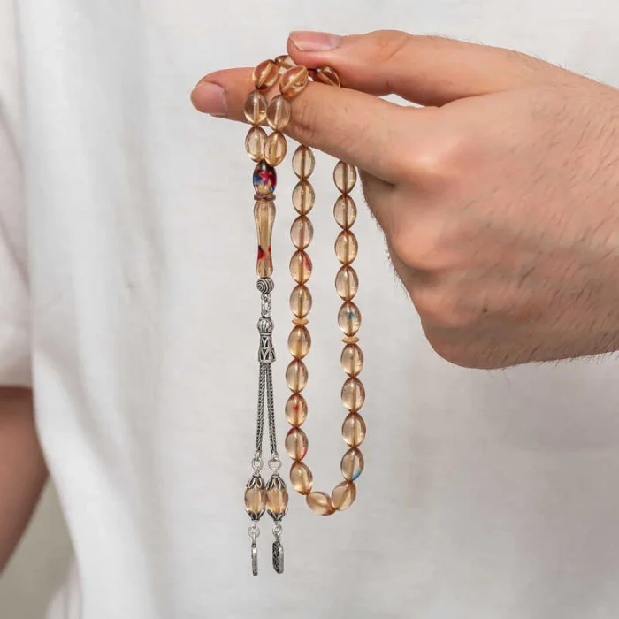 Supertrend Gümüş Püsküllü Sıkma Kehribar Tesbih