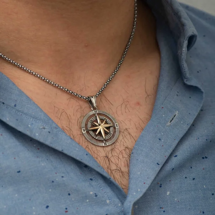 Supertrend Gümüş Pusula Unisex Kolye