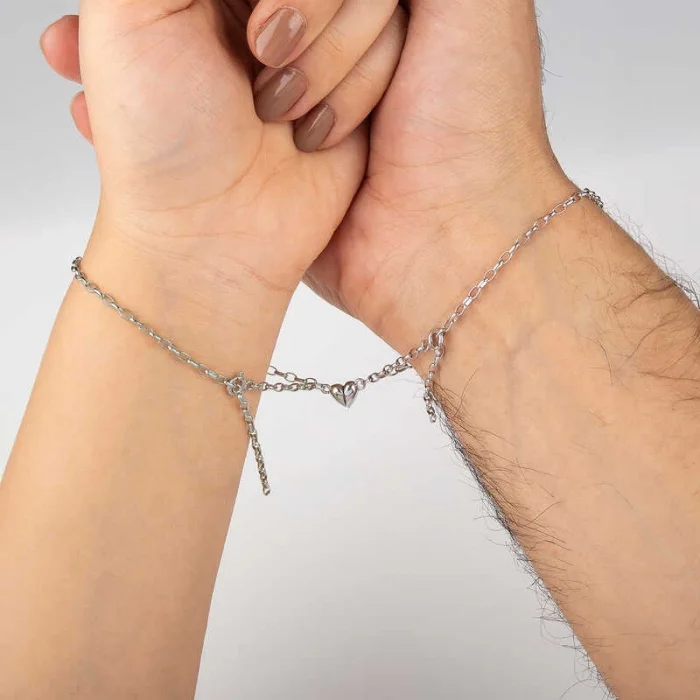 Supertrend Gümüş Rodyum Çift Kalpli Aşk Bileklik