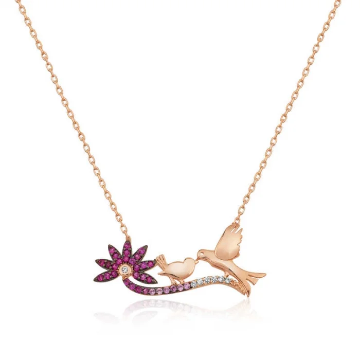 Supertrend ​gümüş Rose Anne Ve Yavru Kuş Bayan Kolye