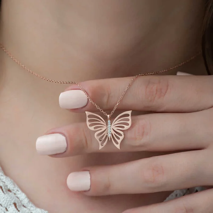 Supertrend ​gümüş Rose Bahar Kelebeği Bayan Kolye