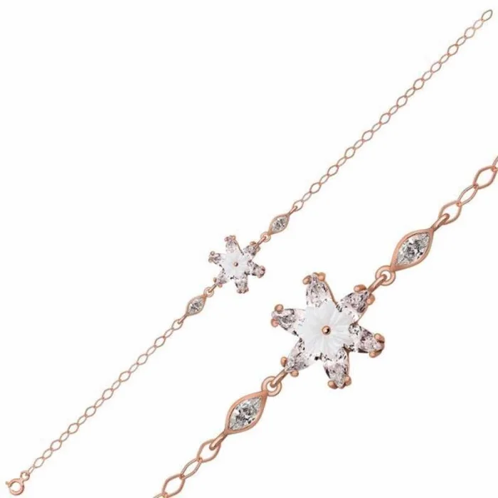 Supertrend Gümüş Rose Beyaz Lotus Çiçeği Bileklik