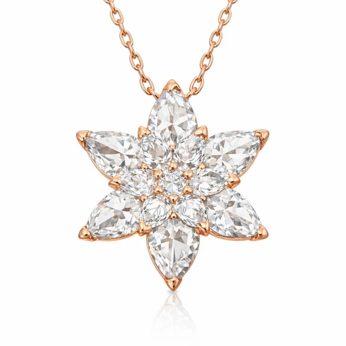 Supertrend Gümüş Rose Beyaz Lotus Çiçeği Kolye