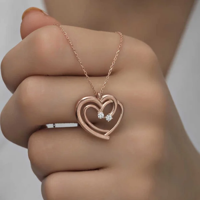 Supertrend Gümüş Rose Birleşmiş Kalpler Kadın Kolye