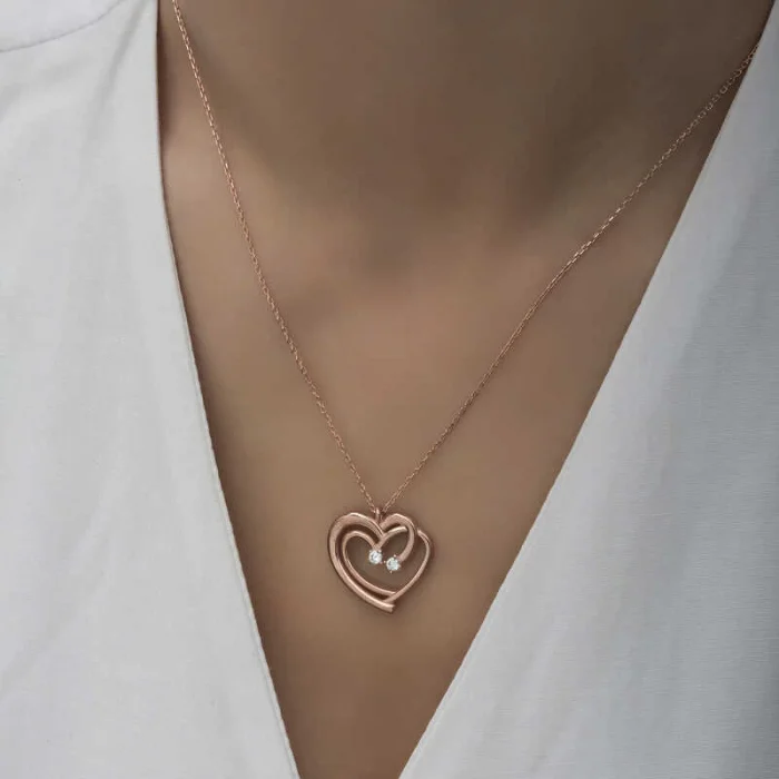 Supertrend Gümüş Rose Birleşmiş Kalpler Kadın Kolye