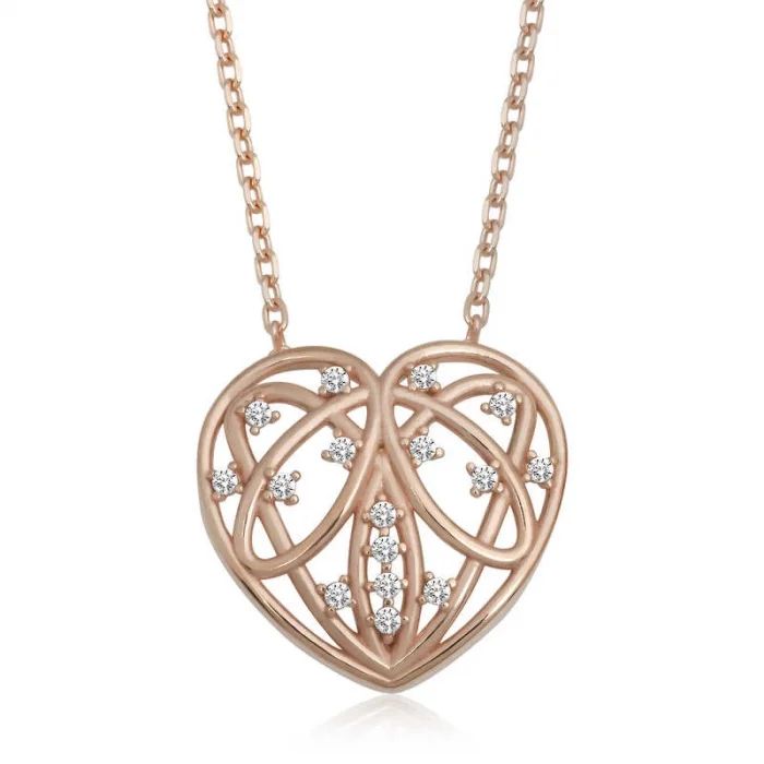 Supertrend Gümüş Rose Bombeli Kalp Kadın Kolye