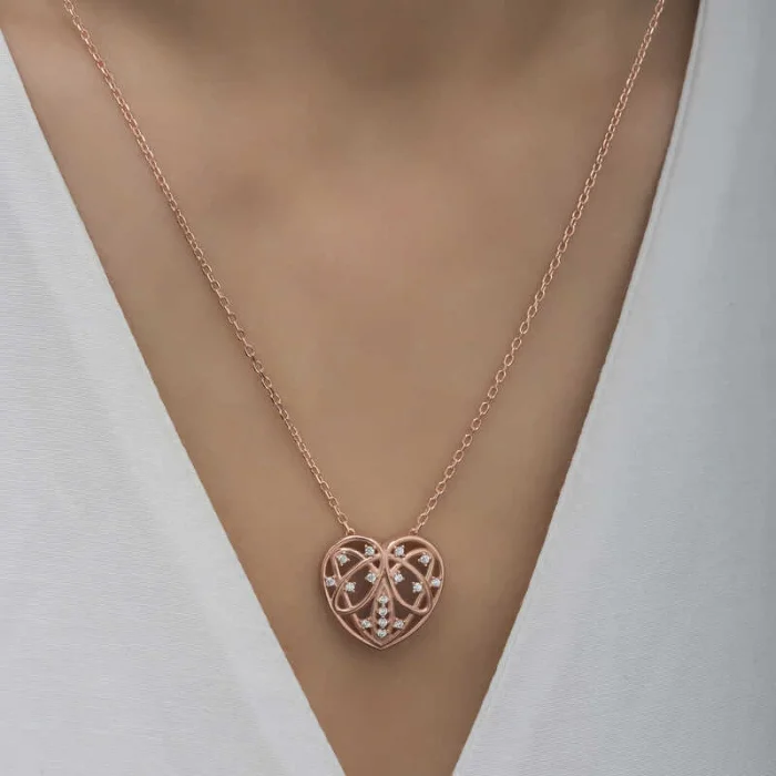Supertrend Gümüş Rose Bombeli Kalp Kadın Kolye