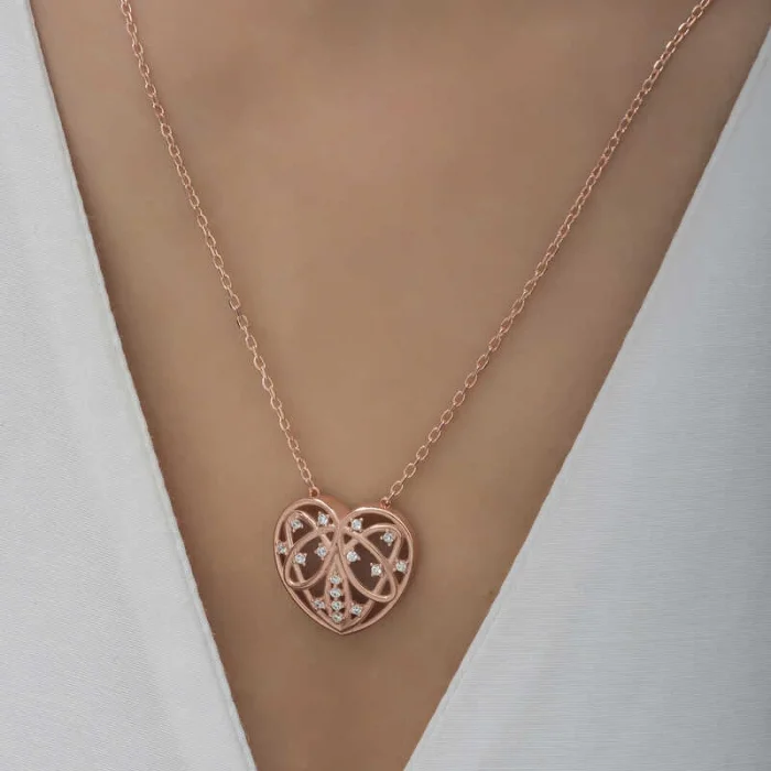 Supertrend Gümüş Rose Bombeli Kalp Kadın Kolye