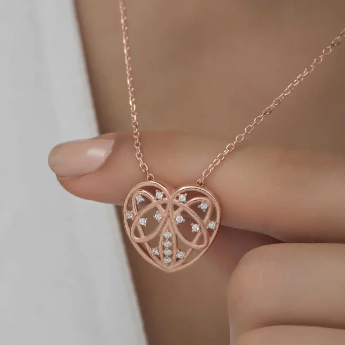 Supertrend Gümüş Rose Bombeli Kalp Kadın Kolye