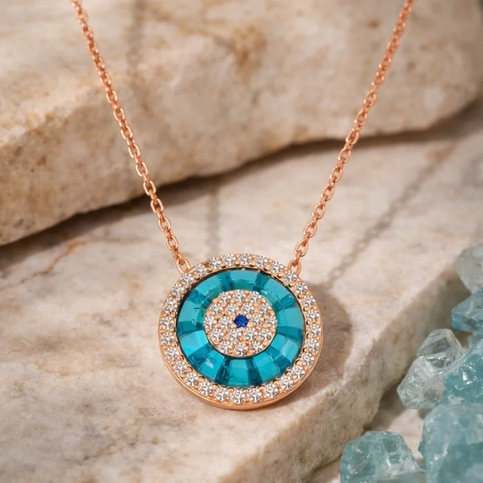 Supertrend Gümüş Rose Camgöz Nazar Bayan Kolye