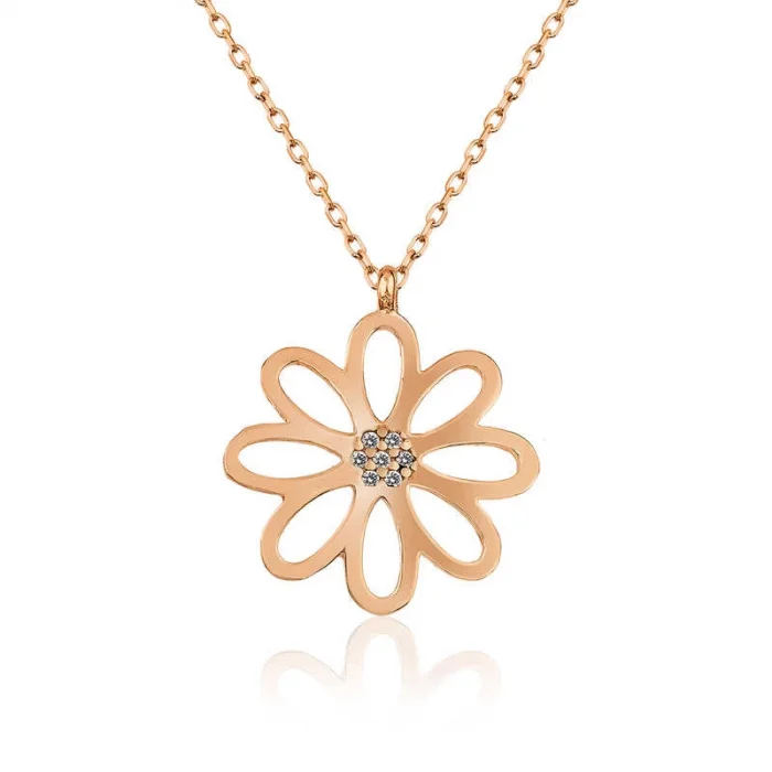 Supertrend Gümüş Rose Çiçek Bayan Kolye