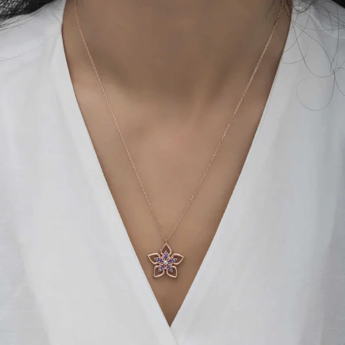 Supertrend ​gümüş Rose Çiçek Kadın Kolye