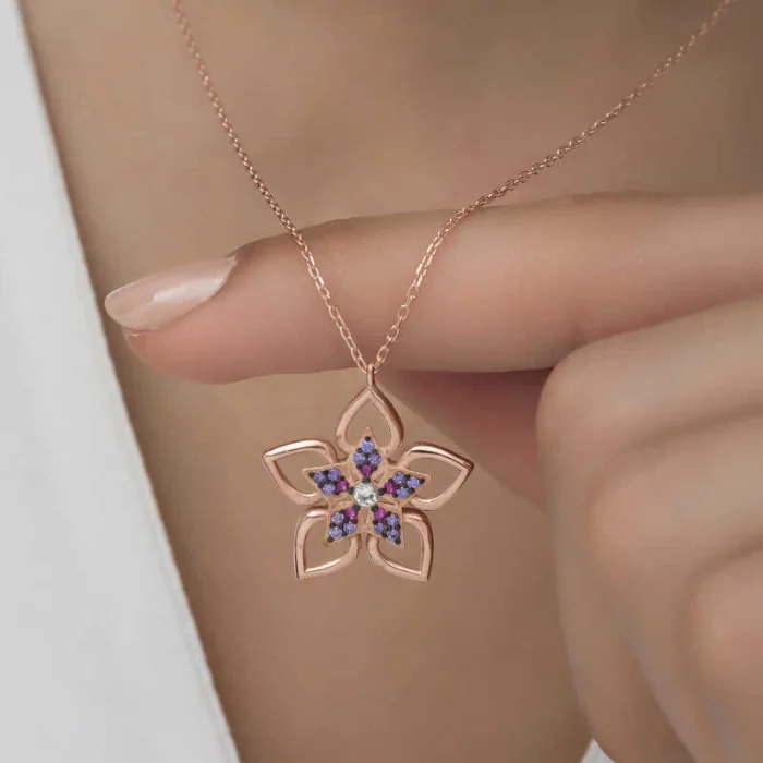 Supertrend ​gümüş Rose Çiçek Kadın Kolye