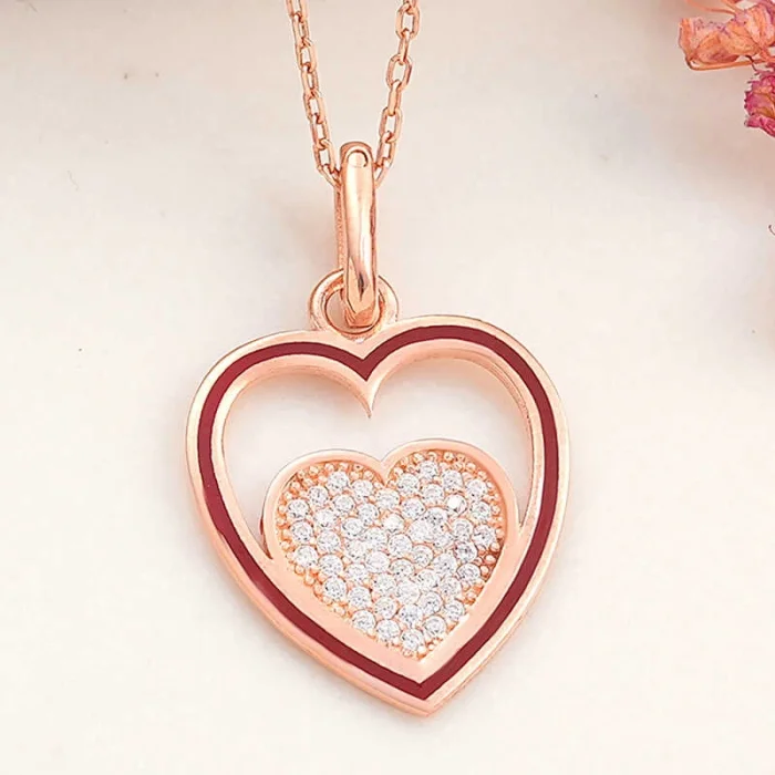 Supertrend Gümüş Rose Kalp Kadın Kolye