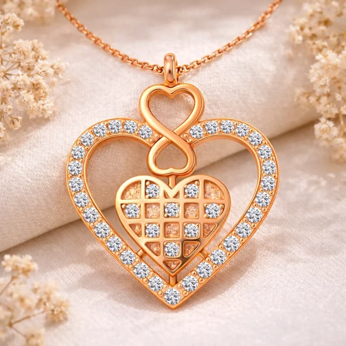 Supertrend Gümüş Rose Kalp Sonsuzluk Kadın Kolye