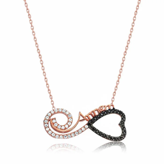 Supertrend Gümüş Rose Kalpli Sonsuzluk Annem Kolye