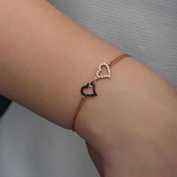 Supertrend Gümüş Rose Kalpli Sonsuzluk Kadın Bileklik