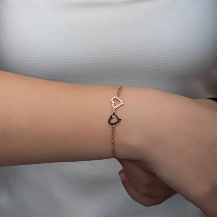 Supertrend Gümüş Rose Kalpli Sonsuzluk Kadın Bileklik