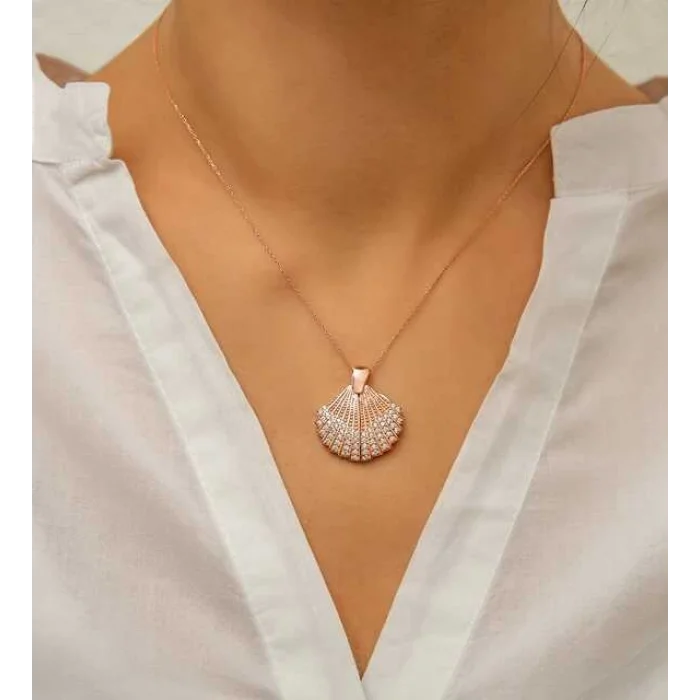 Supertrend Gümüş Rose Kişiye Özel İstiridye Bayan Kolye