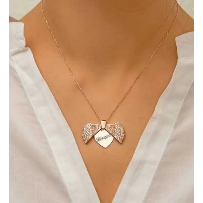 Supertrend Gümüş Rose Kişiye Özel İstiridye Bayan Kolye