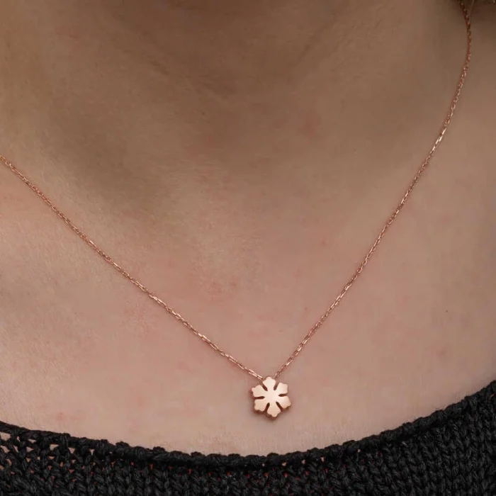 Supertrend Gümüş Rose Minimal Kar Tanesi Kadın Kolye