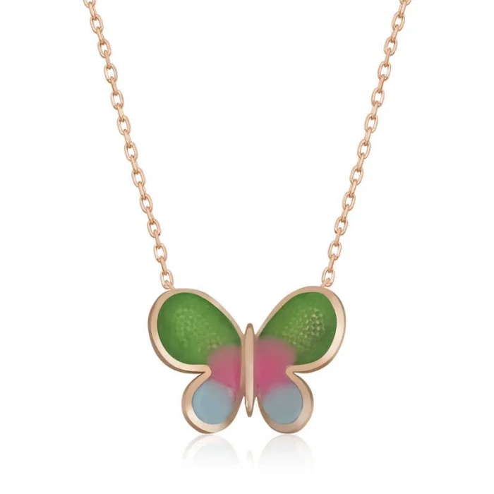 Supertrend Gümüş Rose Minimal Kelebek Bayan Kolye