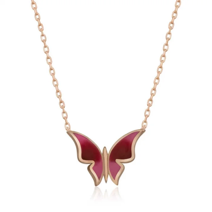 Supertrend Gümüş Rose Minimal Kelebek Bayan Kolye