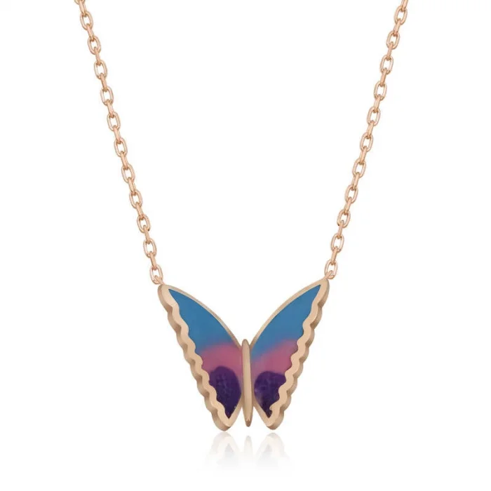 Supertrend Gümüş Rose Minimal Kelebek Bayan Kolye