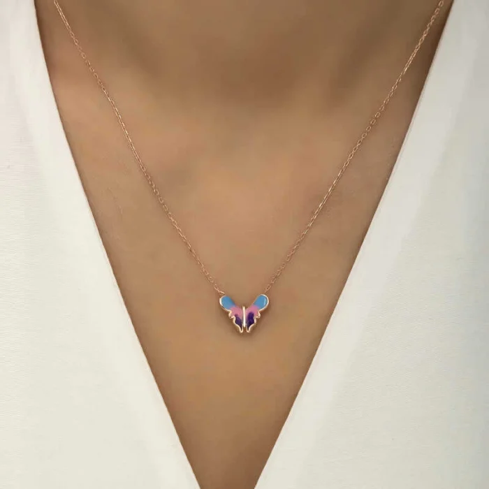 Supertrend Gümüş Rose Minimal Kelebek Bayan Kolye