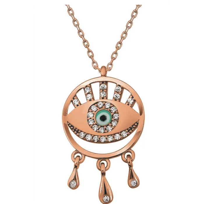 Supertrend Gümüş Rose Nazarlı Göz Kadın Kolye
