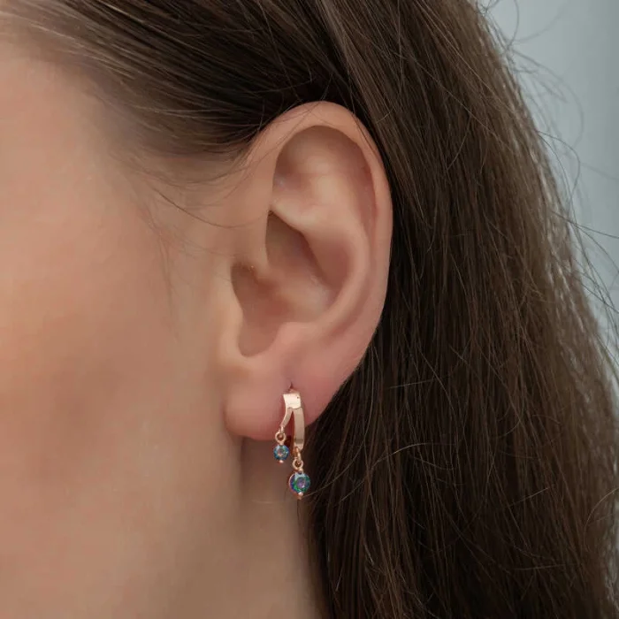 Supertrend Gümüş Rose Sallantılı Mistik Topaz Kadın Küpe