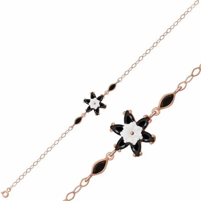 Supertrend Gümüş Rose Siyah Lotus Çiçeği Bileklik