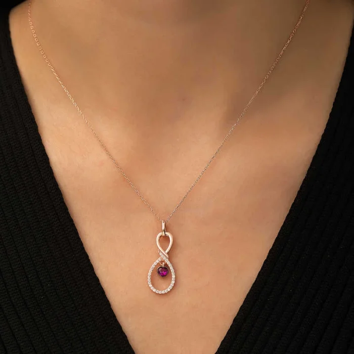 Supertrend Gümüş Rose Sonsuz Kalp Kolye