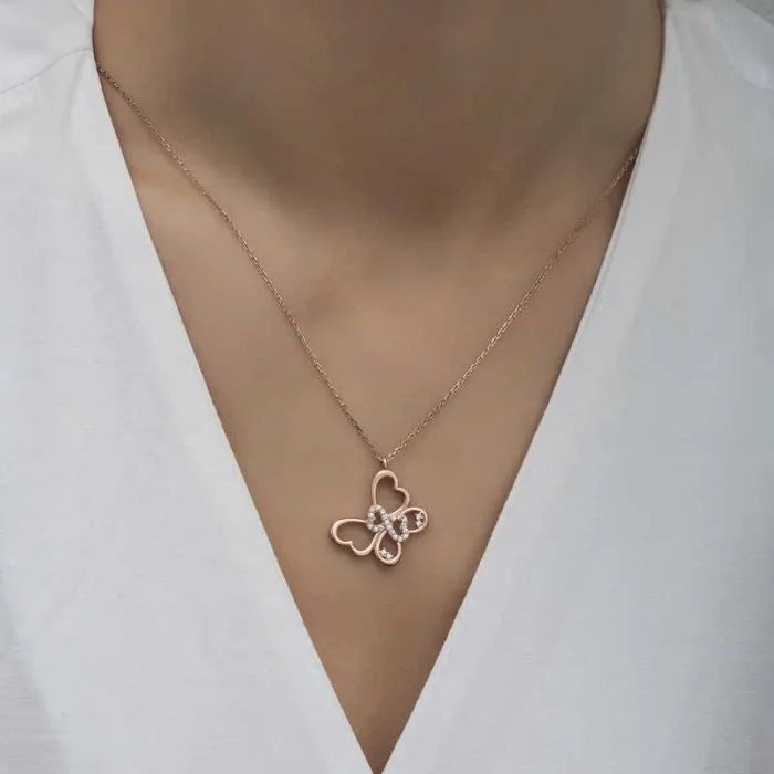Supertrend Gümüş Rose Sonsuzluk Kelebek Kadın Kolye