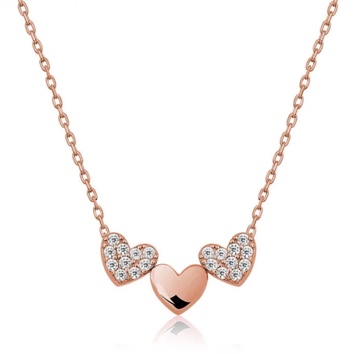 Supertrend Gümüş Rose Üç Kalp Bayan Kolye