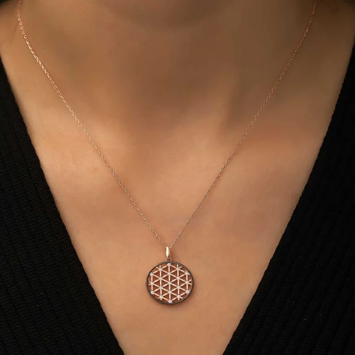 Supertrend Gümüş Rose Yaşam Çiçeği Kolye