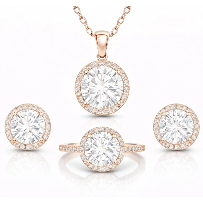 Supertrend Gümüş Rose Yuvarlak Montür Tek Taş Set