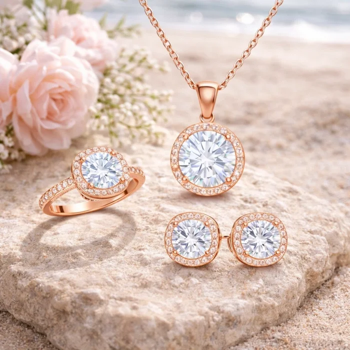 Supertrend Gümüş Rose Yuvarlak Montür Tek Taş Set