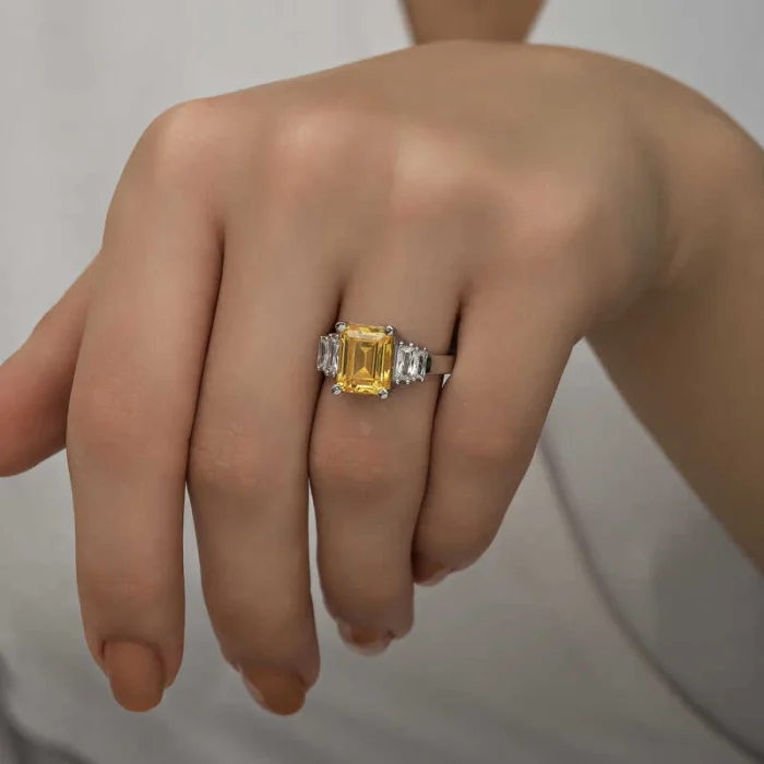 Supertrend Gümüş Sarı Baget Taşlı Bayan Yüzük