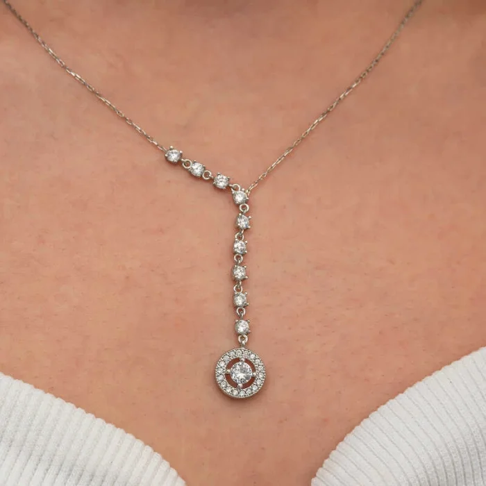 Supertrend Gümüş Sıralı Zirkon Taşlı Çember Kadın Kolye