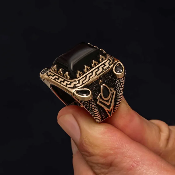 Supertrend Gümüş Siyah Oniks Taşlı Erkek Yüzük