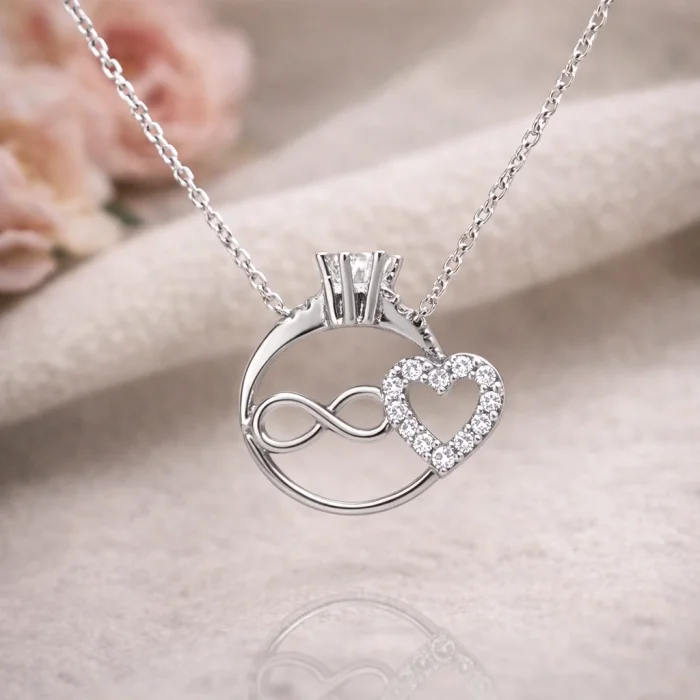 Supertrend Gümüş Sonsuzluk Kalpli Tek Taş Bayan Kolye