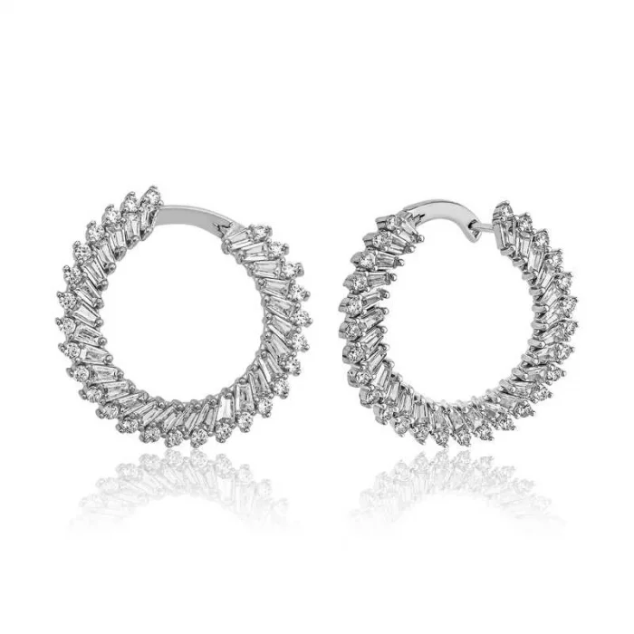 Supertrend Gümüş Trapez Taşlı  Bayan Küpe