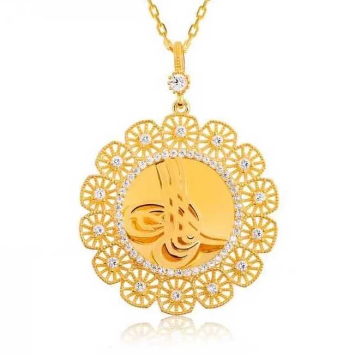 Supertrend Gümüş Tuğralı Altın Kaplama Bayan Kolye