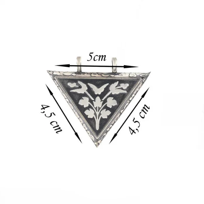 Supertrend Gümüş Üçgen İçi Açılabilen Çiçek Muskalık Kolye