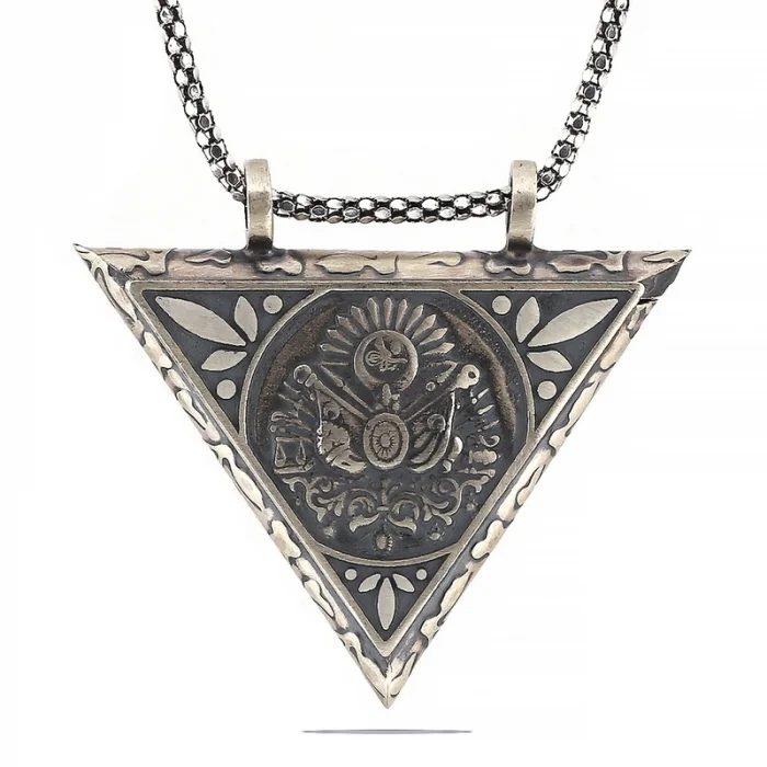 Supertrend Gümüş Üçgen İçi Açılabilen Osmanlı Arma Muskalık Kolye