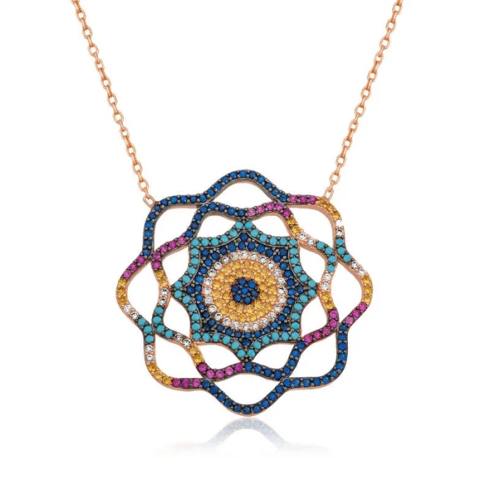 Supertrend Gümüş Yaşam Güneşi Nazar Bayan Kolye