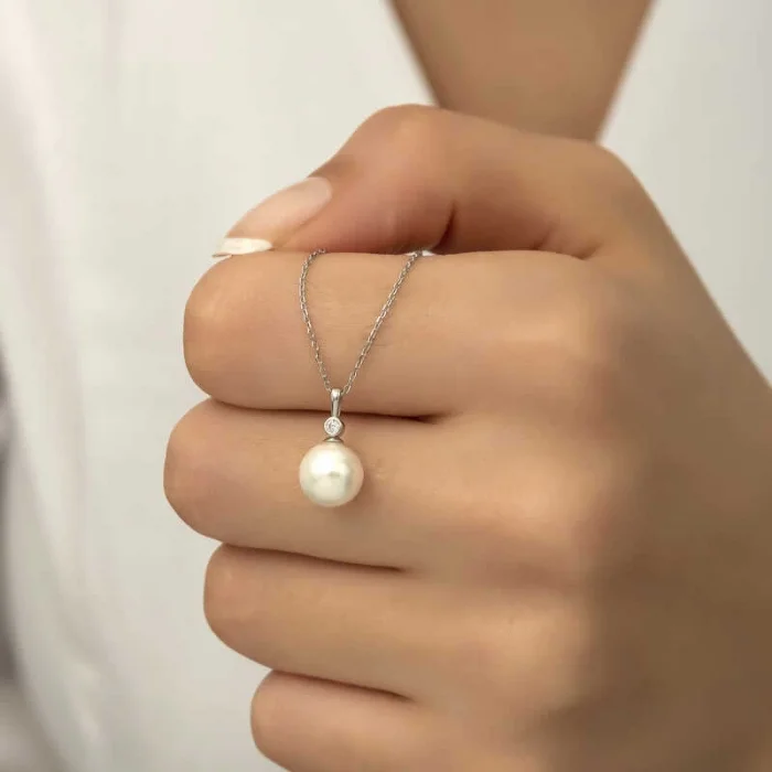 Supertrend Gümüş Yuvarlak İnci Bayan Kolye