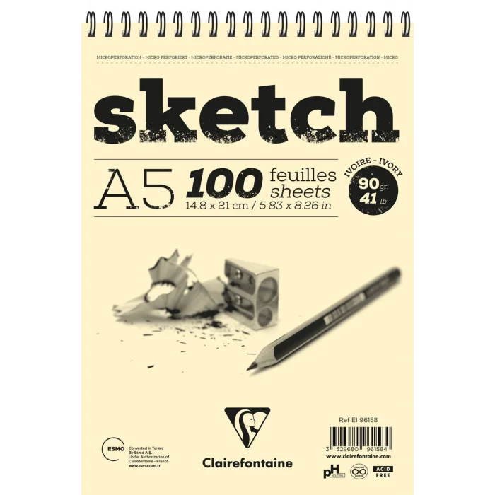 Supertrend Ivory Sketch Eskiz Çizim Defteri Üstten Spiralli 90 gr. A5 100 yp.