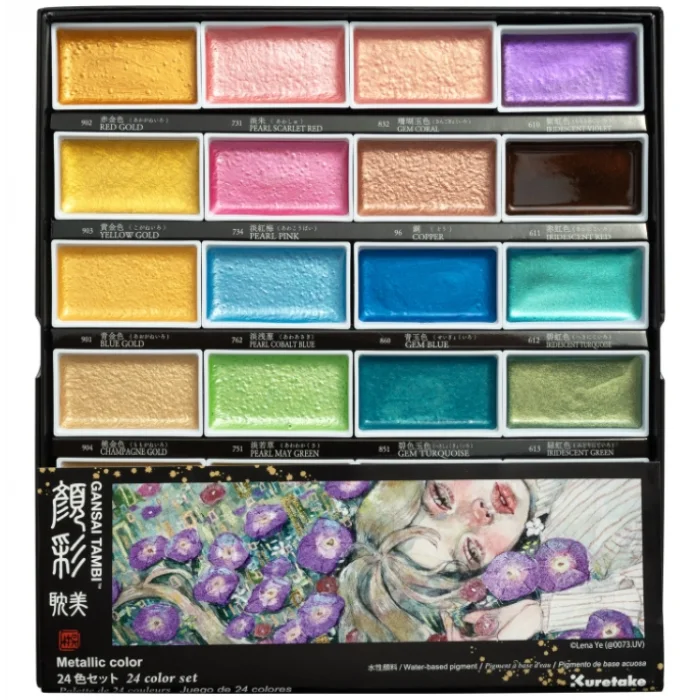 Supertrend Kuretake Gansai Tambi Metallic Colors Yaldız Tablet Sulu Boya Seti 24 Renk Set II